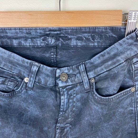 7 For All Mankind Black Acid Wash Skinny Jeans - Picture 7 of 7